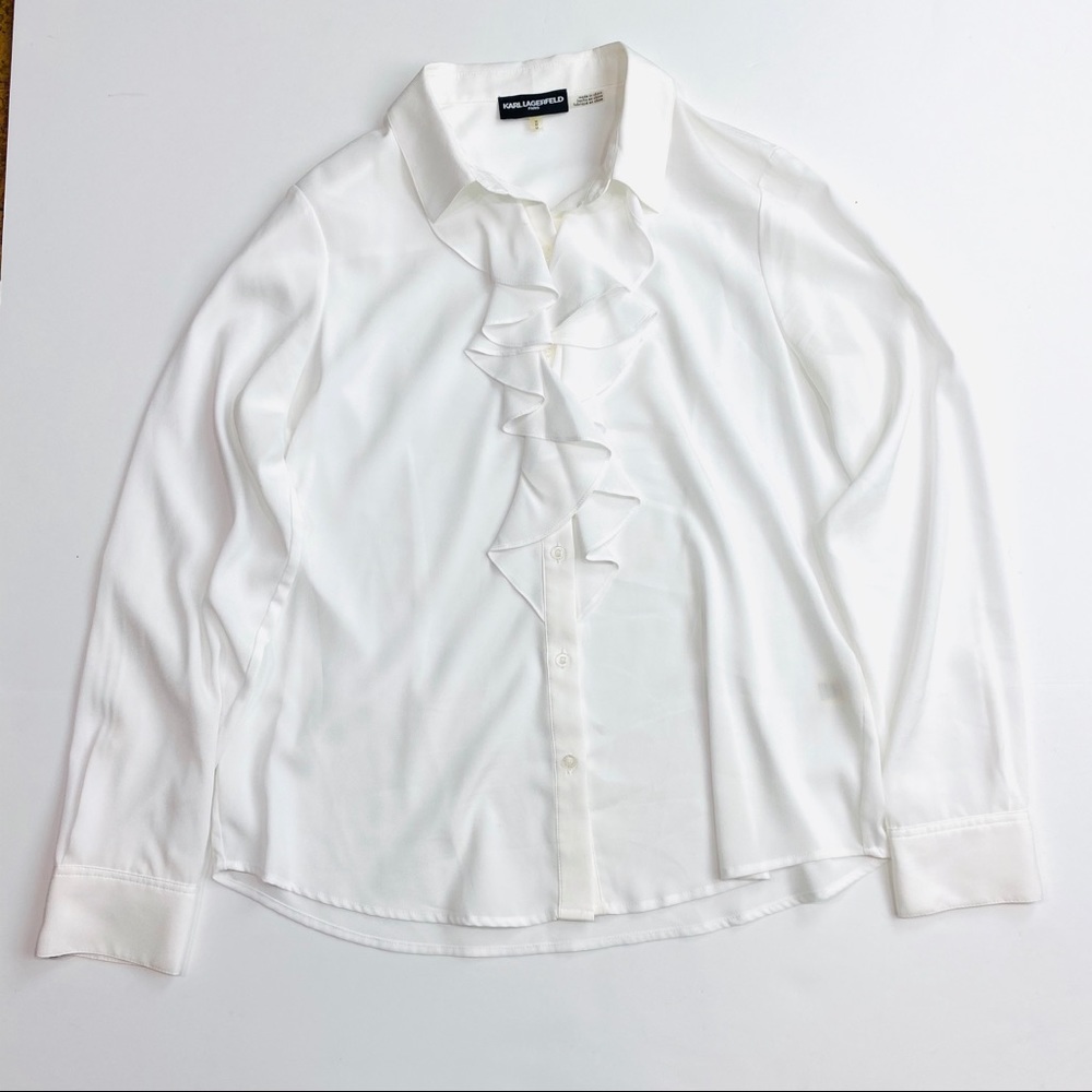 Karl Lagerfeld White Bottom Up Shirt - image 1